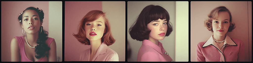 미드저니 스타일 레퍼런스 코드(--sref)를 1:2 비율로 혼합하여 생성된 여성 인물 사진_Midjourney