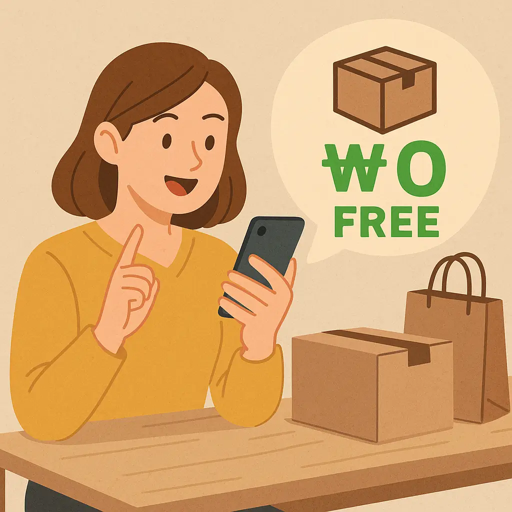 0원-배송-혜택에-끌려-스마트폰으로-쇼핑하는-여성