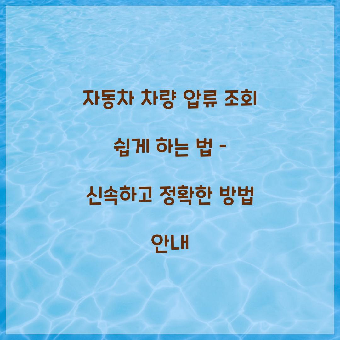 자동차 차량 압류 조회