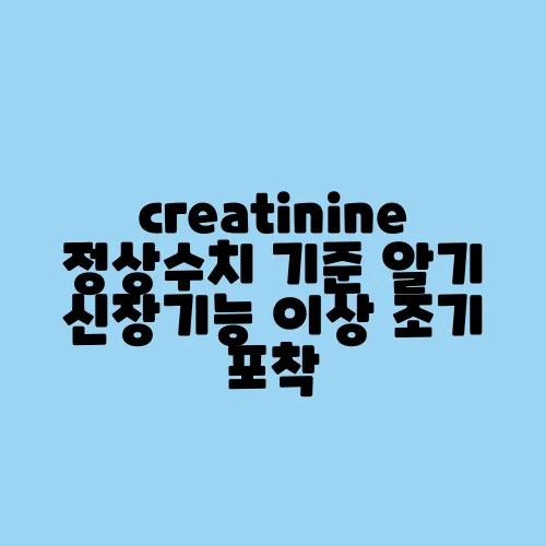 creatinine 정상수치 기준 알기 신장기능 이상 조기 포착