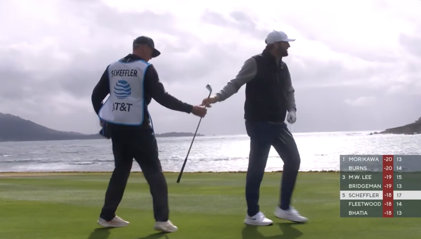 Scottie Scheffler hits 186-yard approach to 3 feet, makes eagle on No. 18 at AT&T Pebble Beach
