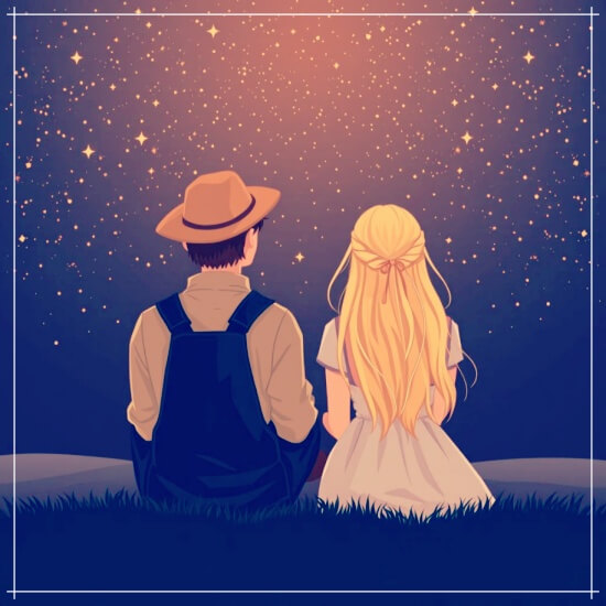 밤하늘 별을 보는 목동과 아가씨
