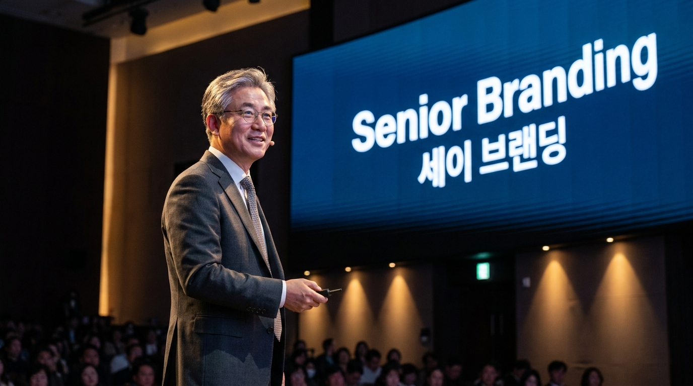 로봇 시대에 자신만의 고유한 브랜드를 구축해 성공적으로 재취업한 시니어 전문가의 모습