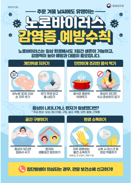 노로바이러스 전염 증상 및 예방 수칙