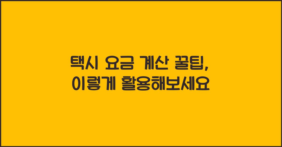 택시 요금 계산 꿀팁
