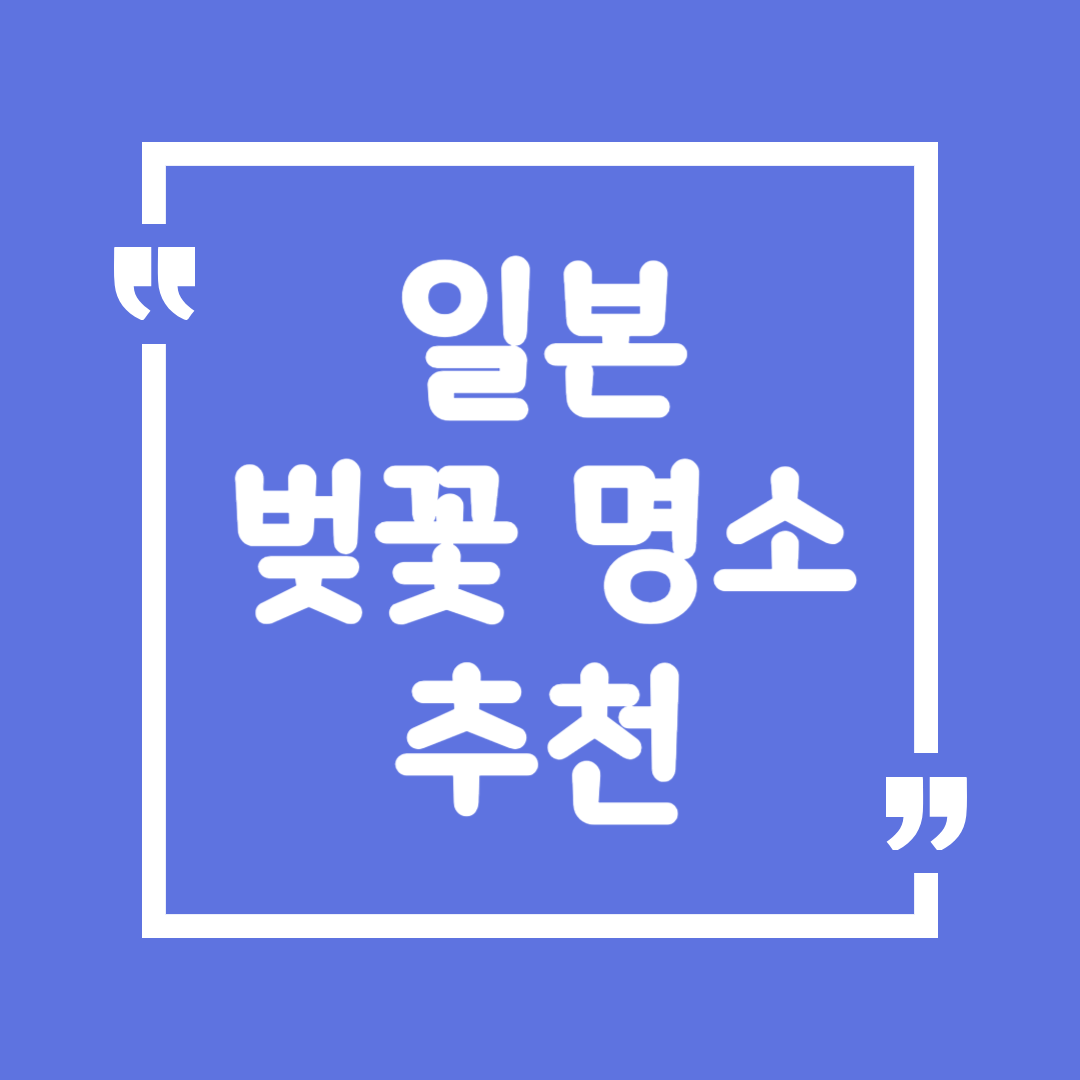일본 벚꽃 명소 추천