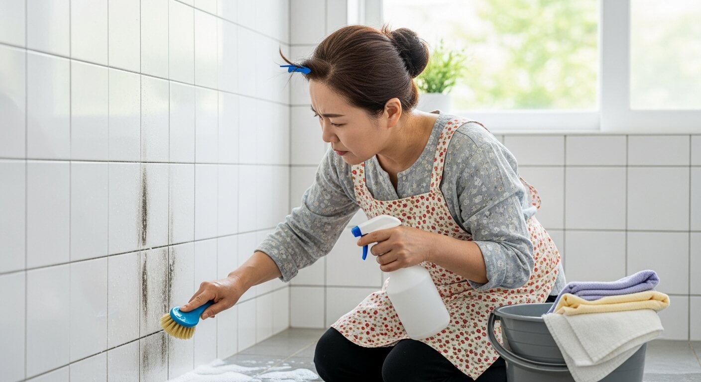욕실 타일 곰팡이 제거법