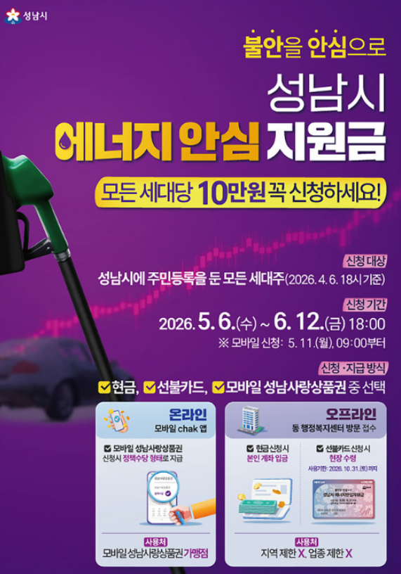 성남시 에너지안심지원금 신청방법