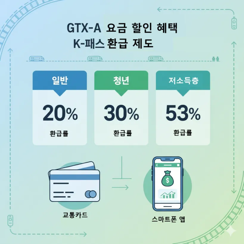 GTX요금 할인과 K-패스 혜택을 나타낸 인포그래픽