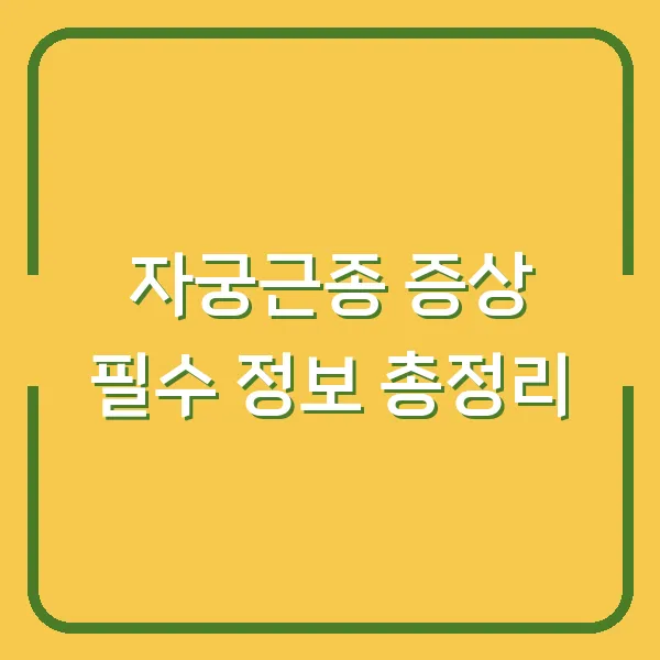 자궁근종 증상 필수 정보 총정리