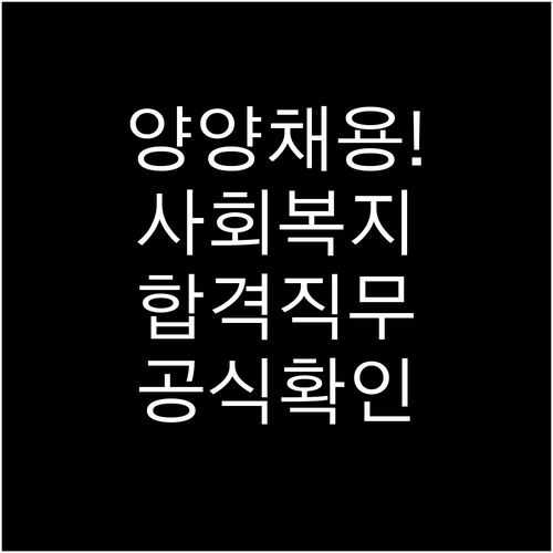 양양군 시니어클럽 사회복지사 채용 요..