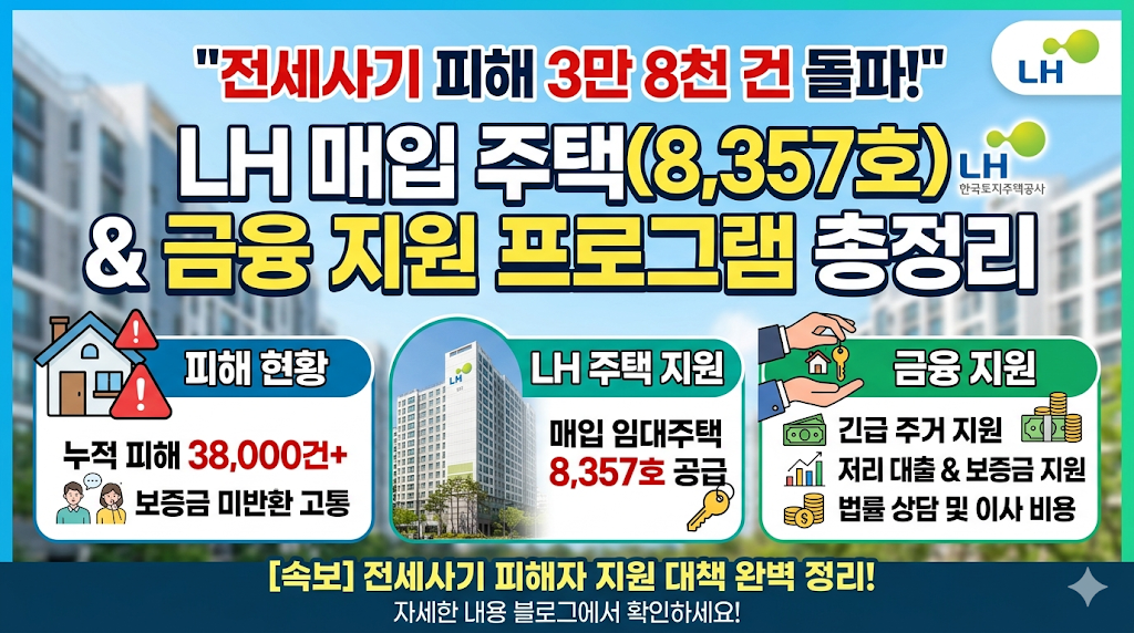 전세사기 피해 누적 3만 8천 건 돌파... LH 매입 주택 8,357호 및 금융 지원 프로그램 총정리
