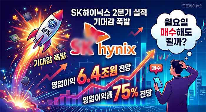 "SK하이닉스 2분기 실적 기대감 폭발"…월요일 매수해도 될까? 증권가 "영업이익 64조·이익률 75% 전망"에 대한 이미지 입니다.