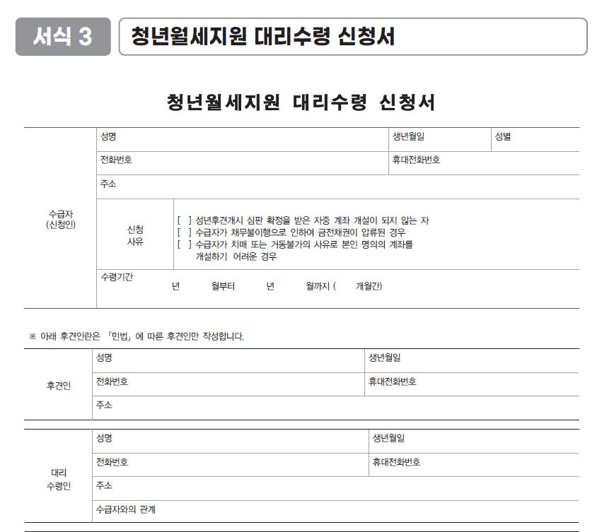 청년 월세 한시 특별지원 신청방법 및 자격 조건_대리수령
