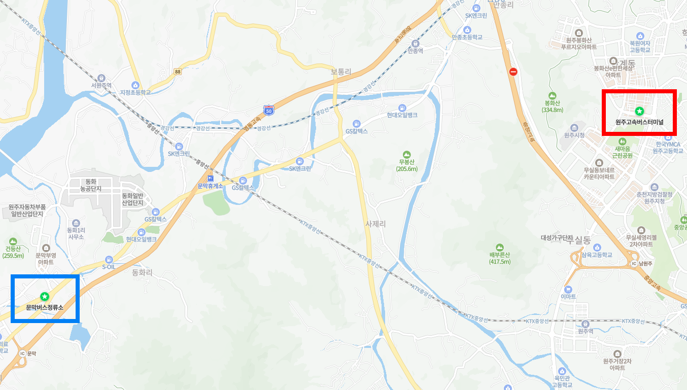 원주고속버스터미널 위치-지도