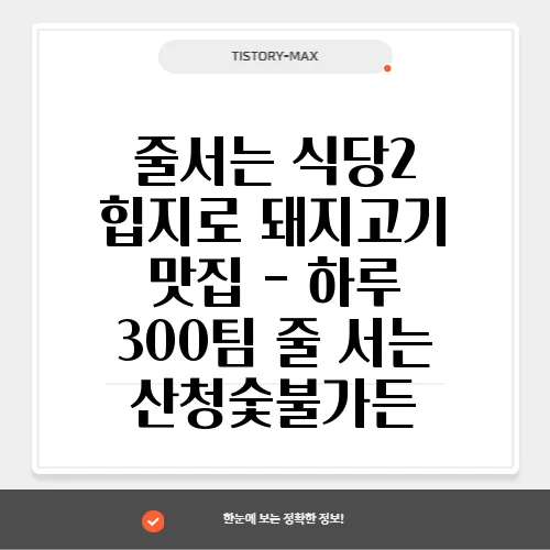 줄서는 식당2 힙지로 돼지고기 맛집 - 하루 300팀 줄 서는 산청숯불가든