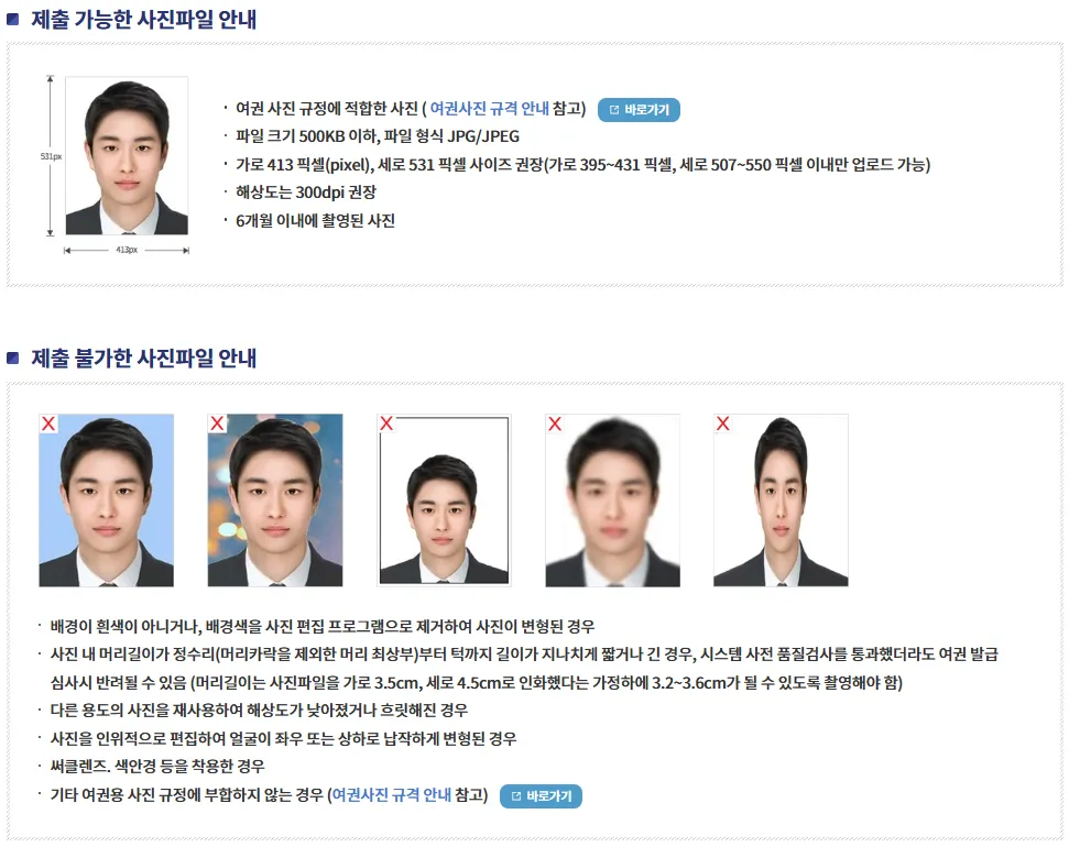 여권사진 규격 안내