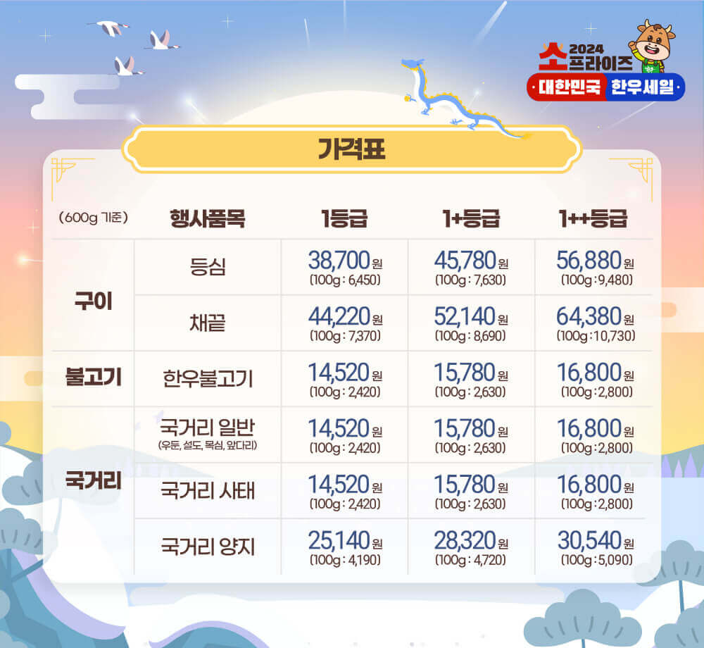 소고기 행사 가격표