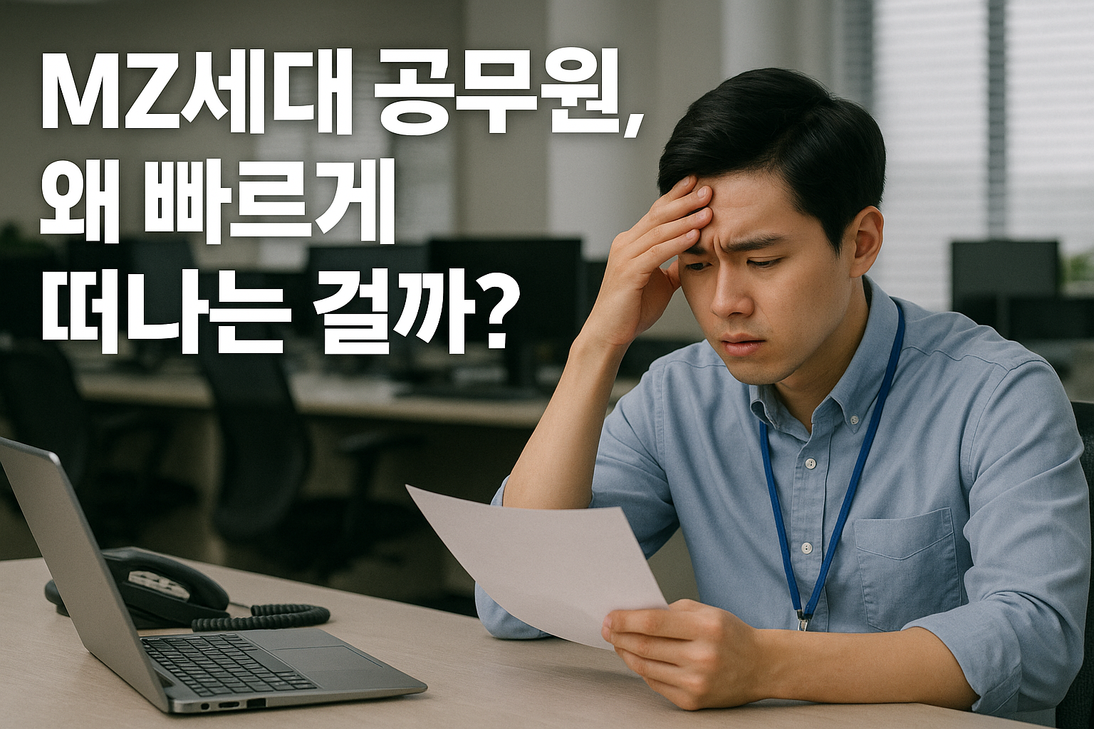mz세대공무원-왜-빠르게-떠나는-걸까-사무실에서-서류-보며-고민하는-젊은남성-공무원-스트레스-표정