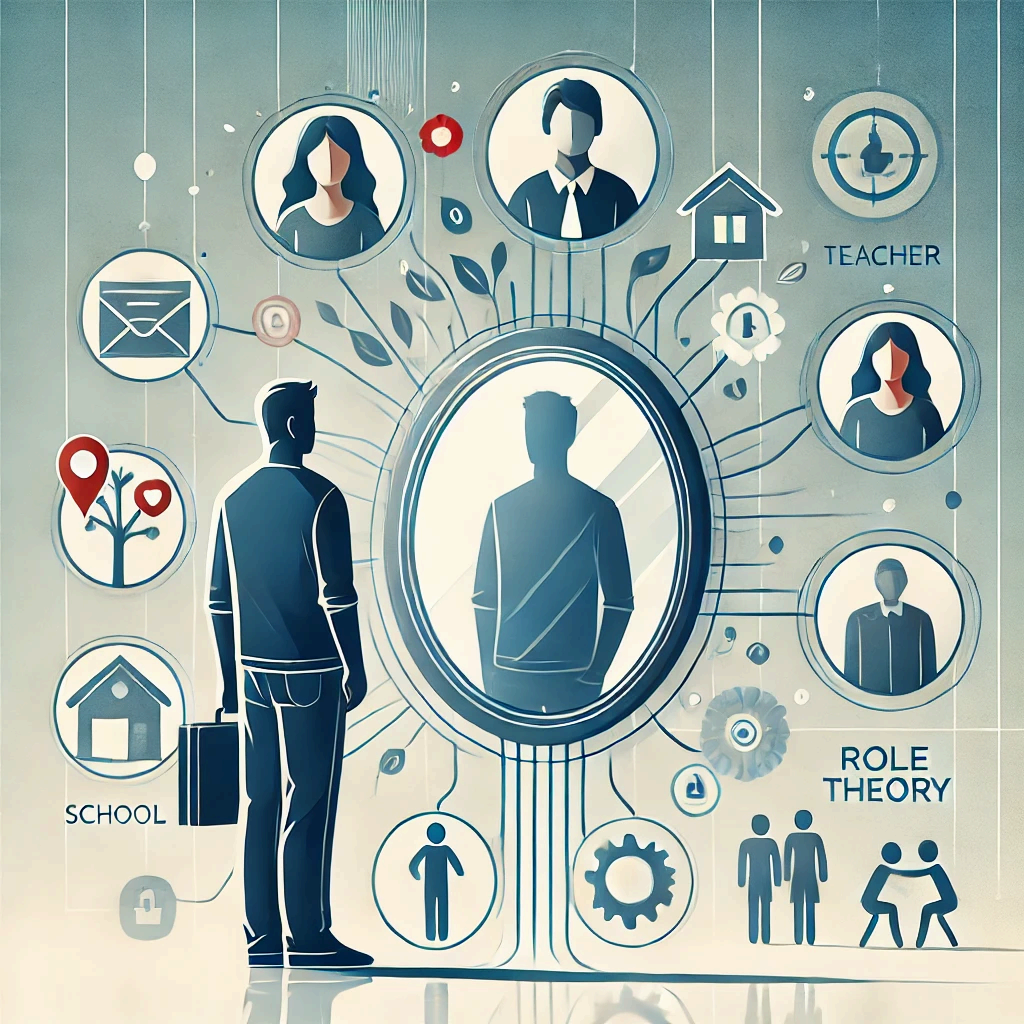 거울 속 다양한 모습처럼, 역할이론은 개인이 사회적 상황에 따라 다양한 역할을 수행하는 과정을 의미합니다.