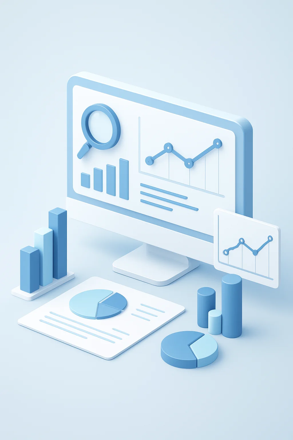 차트와 그래프가 벽에 디스플레이된 회의실 배경, 수채화 느낌의 AI 이미지