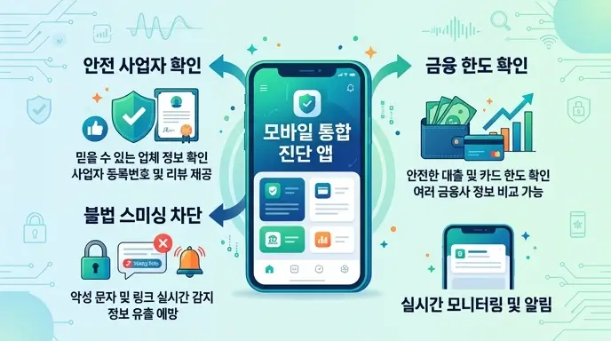 모바일 통합 진단 앱 안전 사업자 금융 한도 확인 및 불법 스미싱 차단