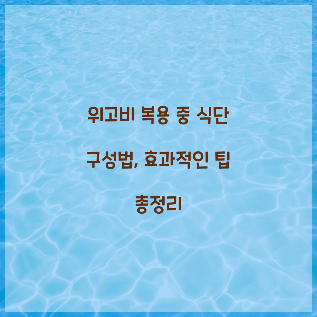 위고비 복용 중 식단 구성법