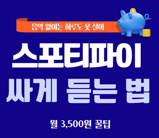 스포티파이 싸게 듣는 법 관련 글씨 썸네일 이미지