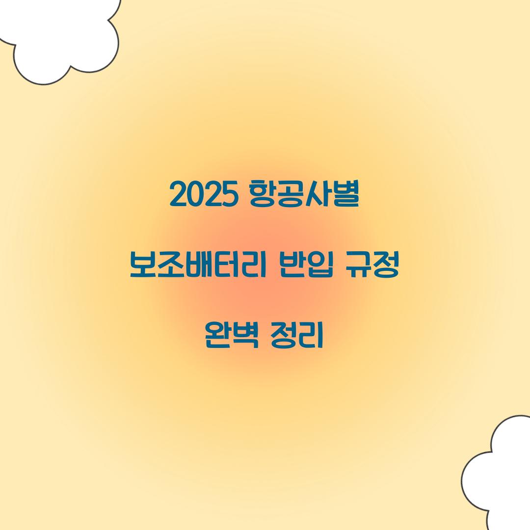 2025 항공사별 보조배터리 반입 규정 총정리