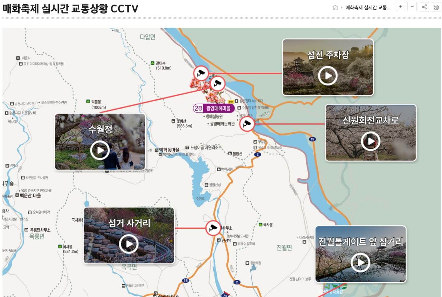 매화축제 실시간 교통상황 cctv