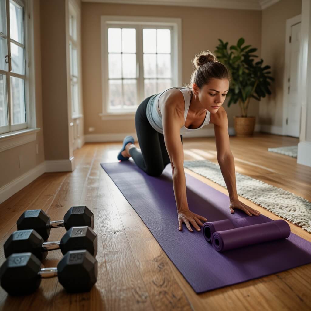 집에서-홈트레이닝을-하는-여성