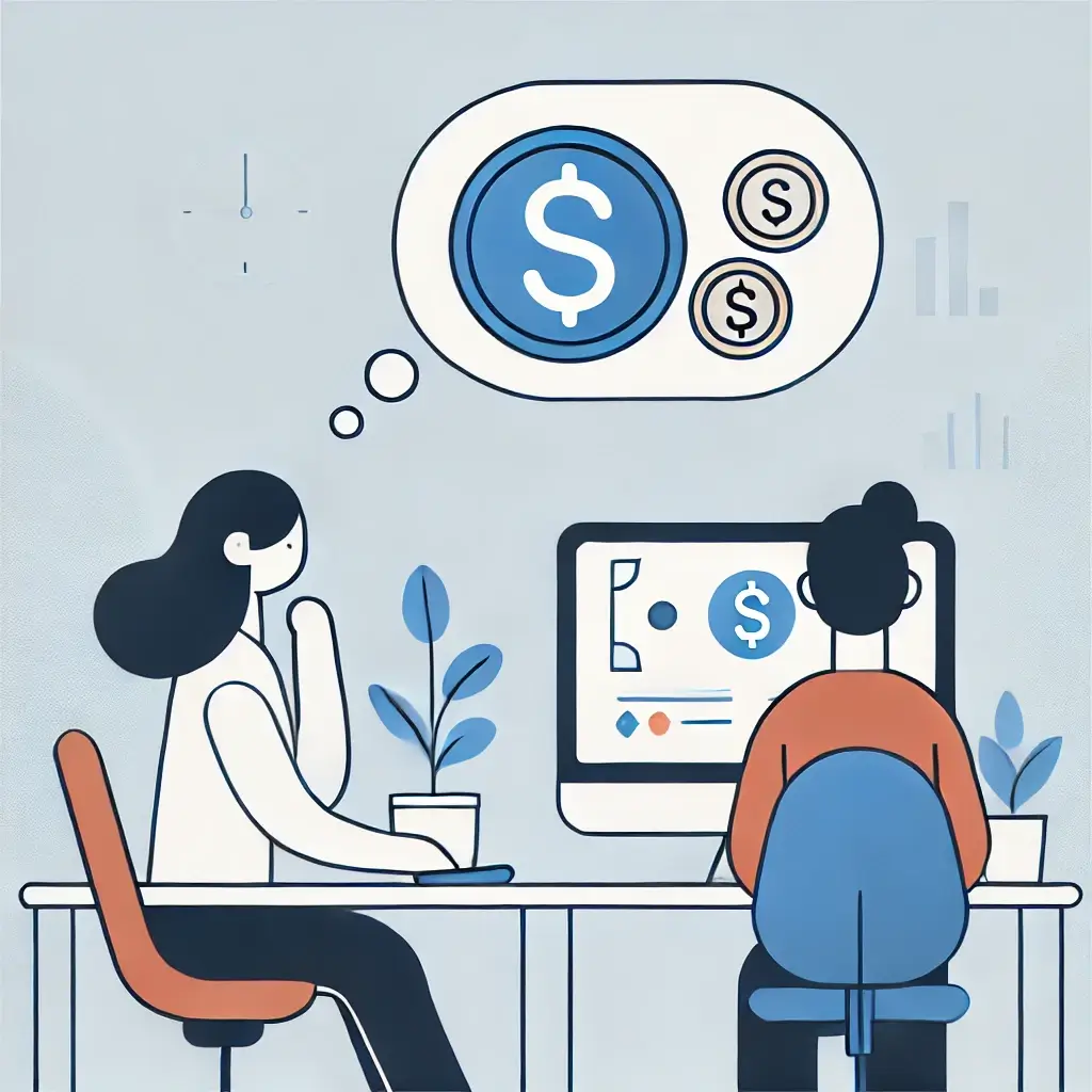 소액 투자를 계획하는 사람의 단순한 일러스트