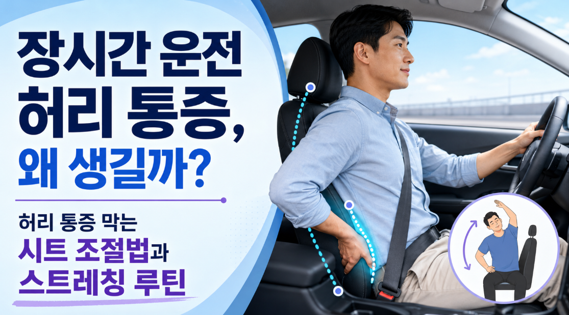 장시간 운전 허리 통증, 왜 생길까? 허리 통증 막는 시트 조절법과 스트레칭 루틴