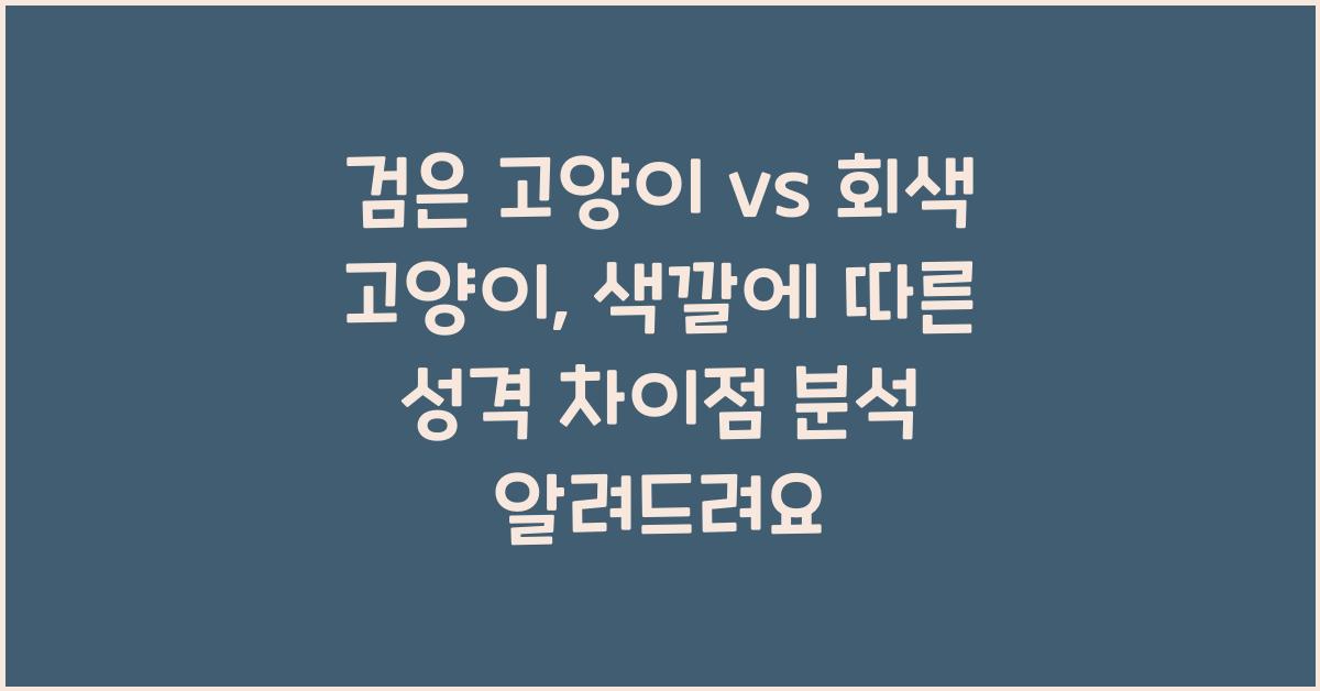 검은 고양이 vs 회색 고양이, 색깔에 따른 성격 차이점 분석
