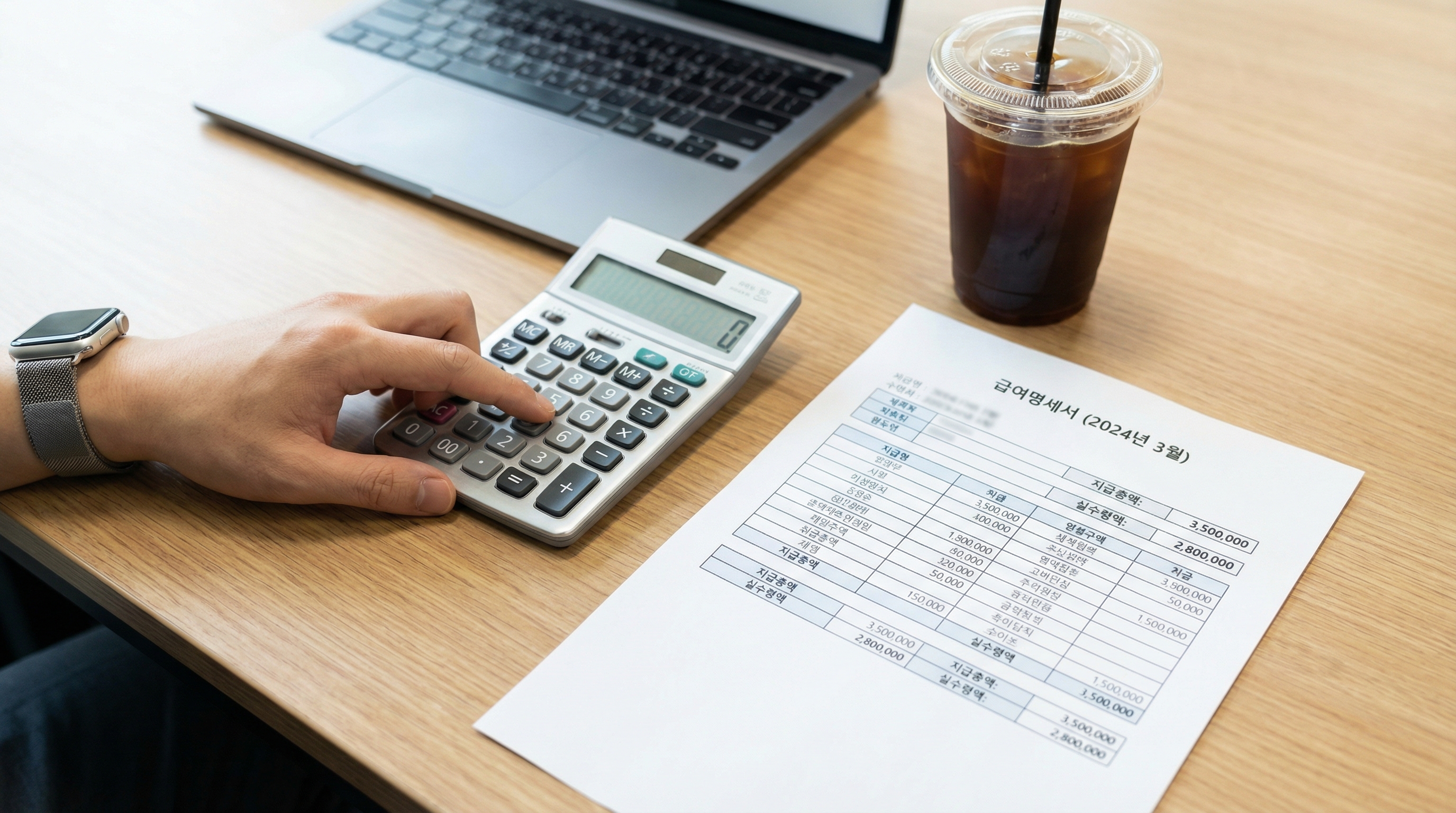 주 40시간 근무 시 실수령액 계산