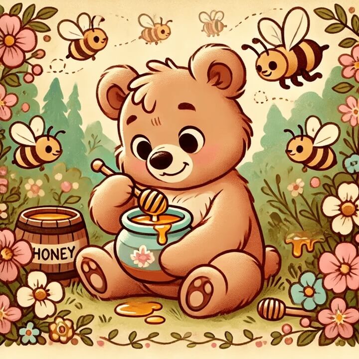 곰이 꿀 먹는 사진
