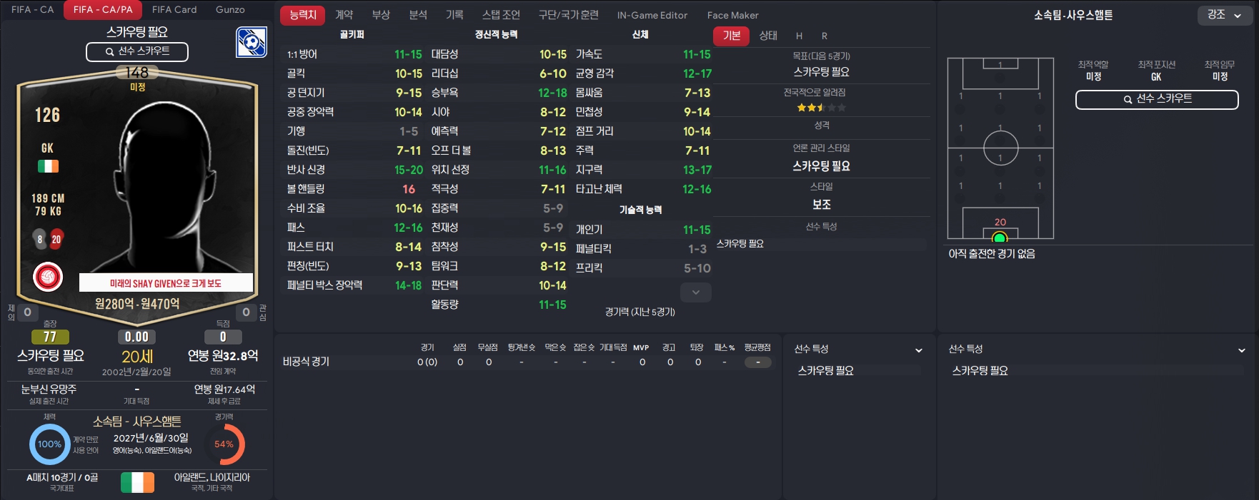 FM2023 골키퍼 유망주 본좌 추천