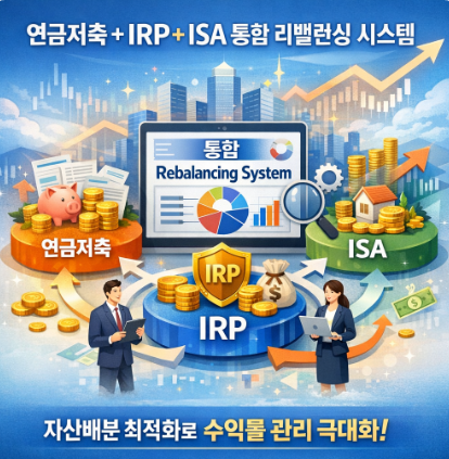 연금저축 + IRP + ISA 통합 리밸런싱 시스템 인포그라피