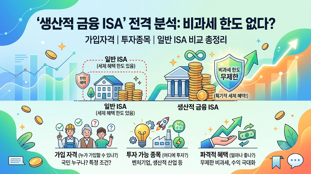 비과세 한도 없는 '생산적 금융 ISA' 신설: 가입 자격, 투자 가능 종목, 일반 ISA와 차이점 총정리
