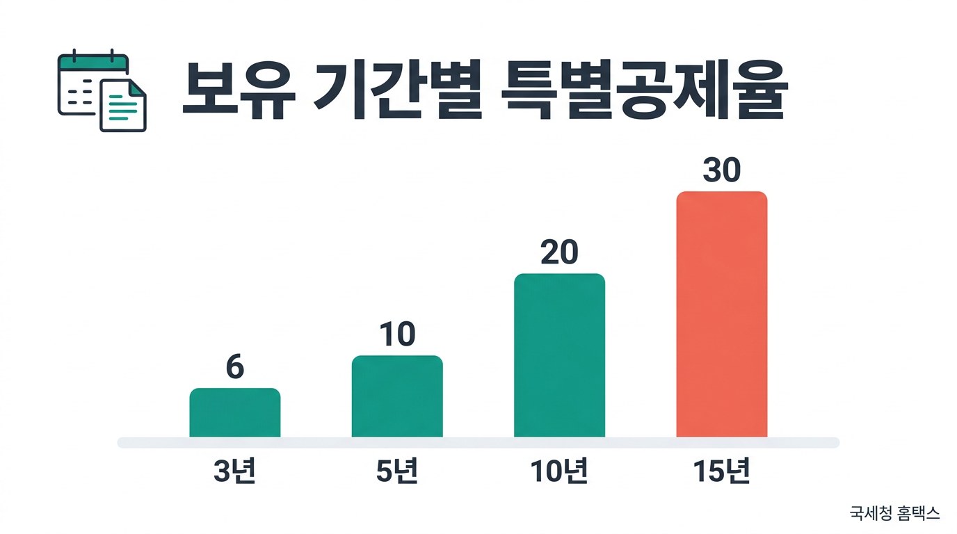 토지 양도소득세 계산기 보유 기간별 특별공제율