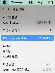 애플 메뉴에서 앱 강제 종료하기
