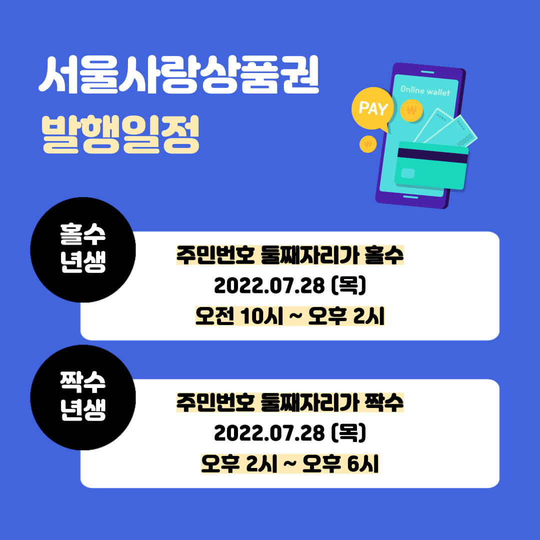 서울사랑상품권 발행일정