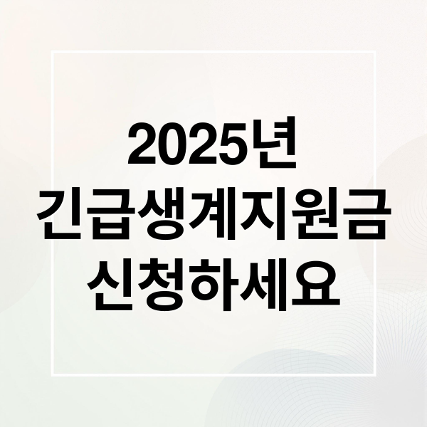 2025 긴급생계지원금 총정리