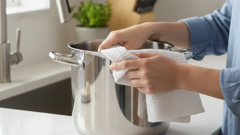 세척 후 물기닦는 모습