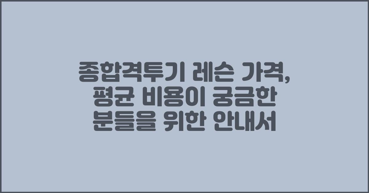 종합격투기 레슨 가격 금액 업체 평균 비용