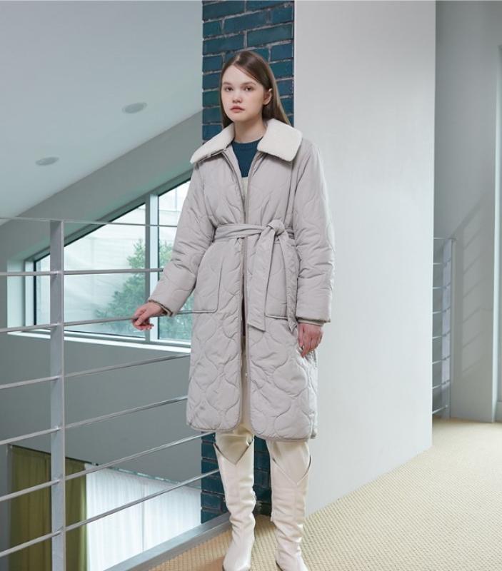 플라스틱아일랜드 퍼카라 벨트장식 퀼팅패딩 점퍼 PN4PZ081