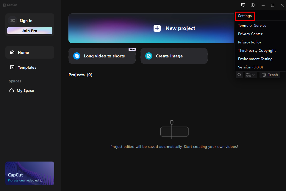 캡컷 한국어 적용