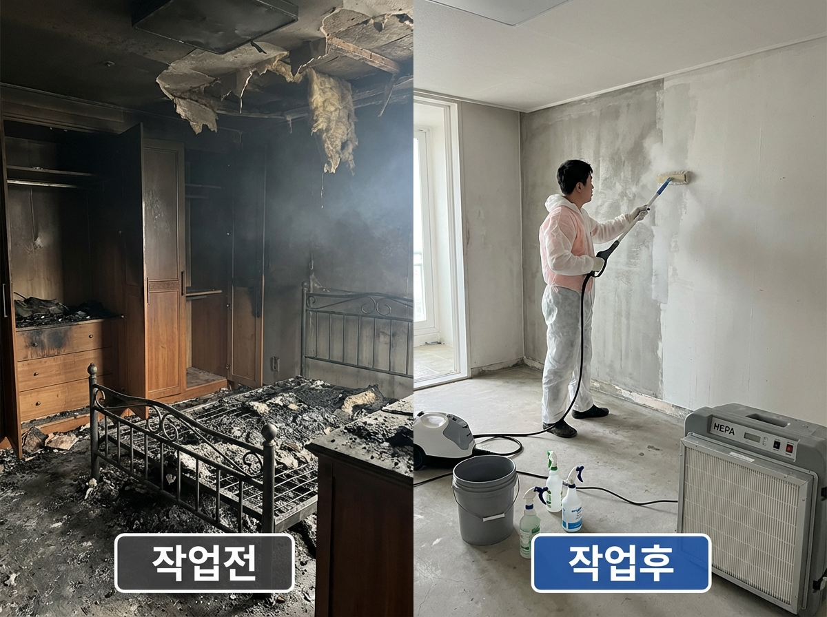 정읍 화재청소 전문 작업전 작업후 모습