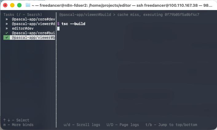 pascalorg editor bun dev 실행 터미널