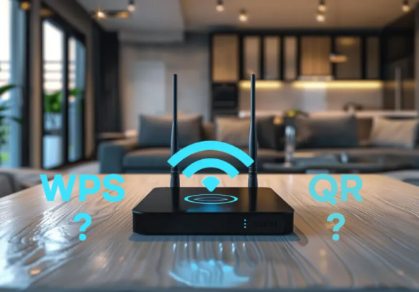 공유기 이미지와 WPS?, QR? 글자
